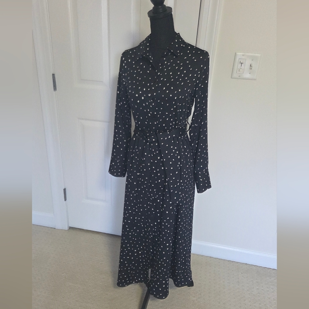 Elegant Black Polka Dot Dress - Picture 4 of 9